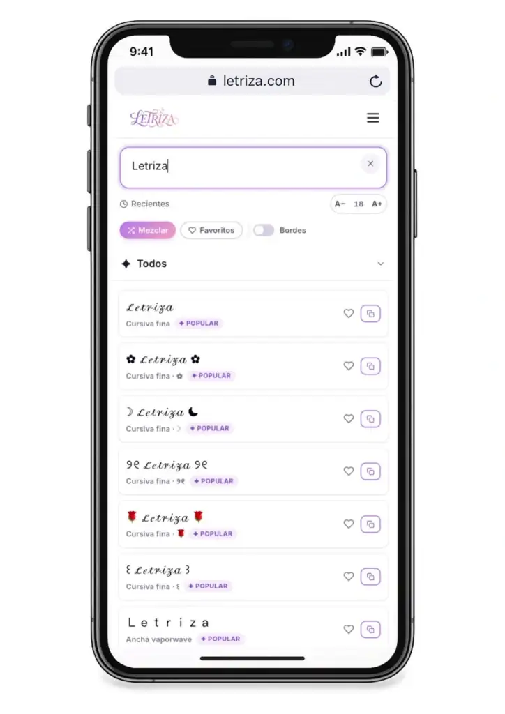 Generador de Letras Bonitas 1 escribe tu texto letriza